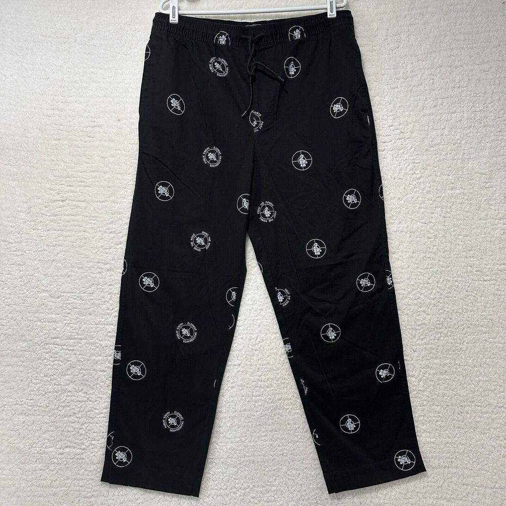 Element Skateboard Public Enemy Mens Black Skate Flex Elastic Waist Pants Sz L/G